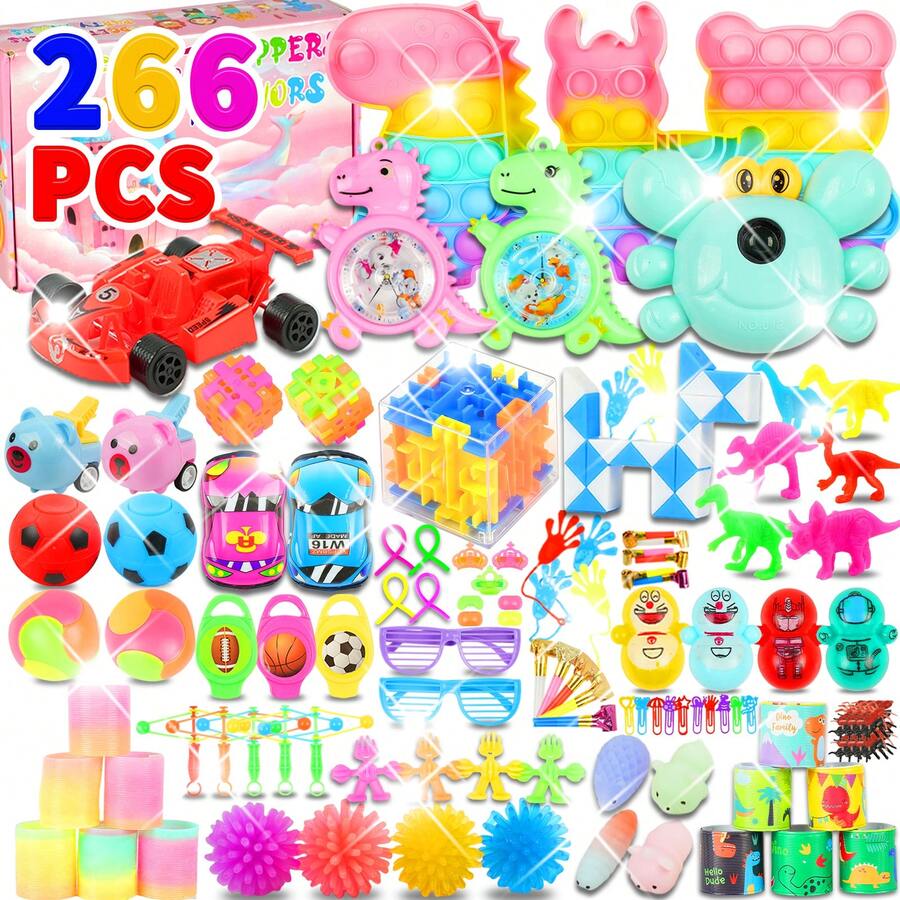 266pcs Party Favors For Kids, Christmas Fidget Toys Pack, Birthday Toys, Prize Box, Goodie Bag Stuffers,Carnival Prizes - màu sắc - Xem 1