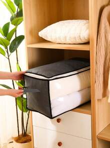 1 pieza Bolsa de almacenamiento transparente de gran capacidad, caja organizadora de armario plegable para ropa de cama, bolsa de empaque de ropa para mudanzas, dormitorio y espacios de alquiler
