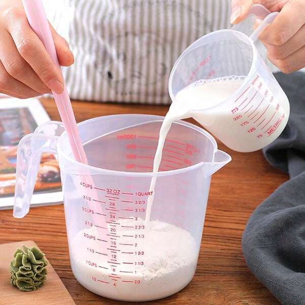 1 pièce Tasse à mesurer en plastique pour la cuisson avec une échelle graduée épaissie pour le thé au lait