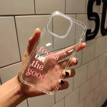 极简标语元素时尚手机壳，透明设计，红色爱心图案，聚焦美好，专为 16 Pro Max、 11至15 Pro Max Plus和XR系列设计，防震防摔防刮，周年纪念日/生日礼物，国际版 - 彩色 - 查看 4