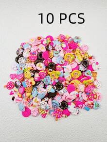 10/20/30/50/100pcs Assorted Shoe Flowers, Fashion & Cute Resin Cartoon Design Shoe Charms, Sandal Decorations, Random Pattern Wooden Geta Clogs, DIY Shoe Accessories, Birthday Gift, Party Favors (Diverse, Uncertain Styles, Pictures Can Only Partially Show) - Multicolor - View 2