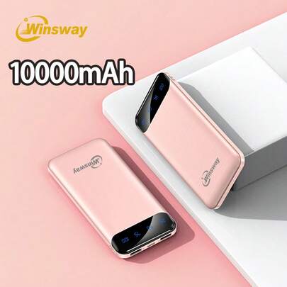 Banco de energía Winsway de 10000 mAh, diseño liviano y compacto, carga rápida de 2.1 A, función de carga dual, súper práctico, pantalla digital LED