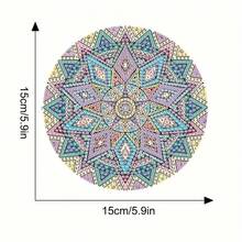 3/4 件套花卉钻石画套装 - 圆形钻石，胶板材质 - DIY 3D 彩色花卉餐垫，桌面装饰，钻石画墙挂工艺品套装，适用于家居、花园、卧室、客厅装饰礼品 - 彩色 - 查看 5