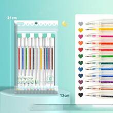 12支/8支彩色闪光滚珠笔套装，1.0毫米中号笔尖，防水塑料圆珠笔，墨水量清晰可见，适用于纸张、绘画、标记、日记、涂色、艺术项目。极致亮丽的金属色，学校用品，返校季