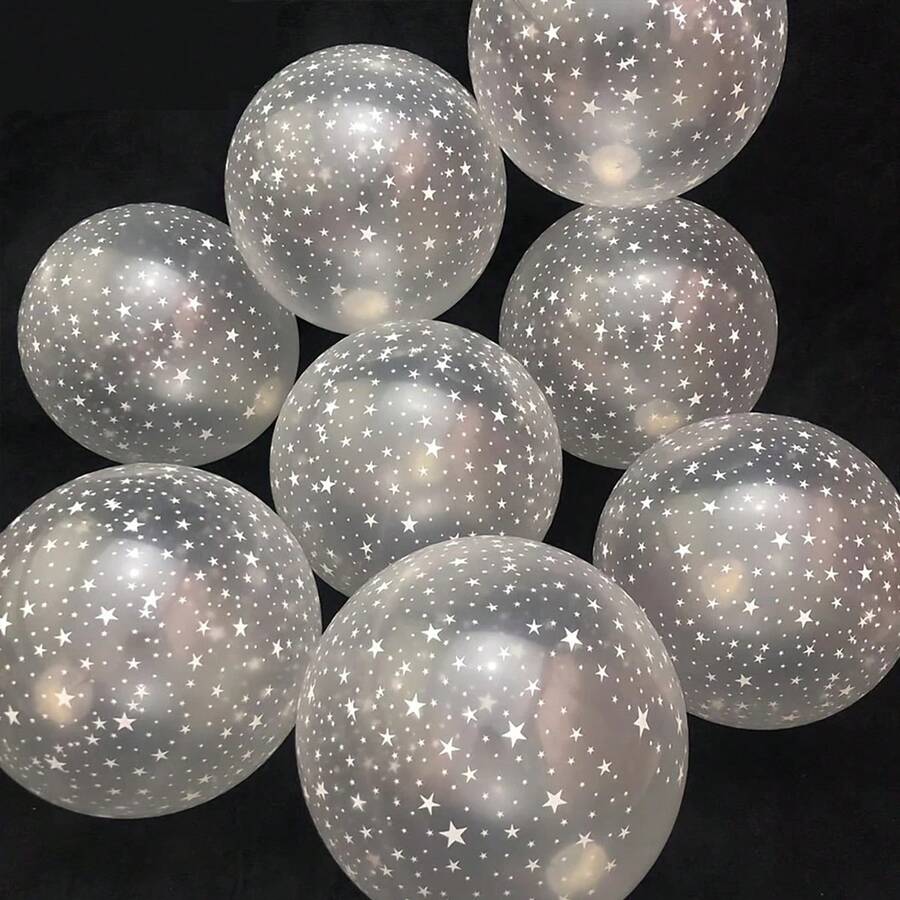 20/30/40pcs Starry Sky Transparent Latex Balloons, 12-Inch Shiny White Star Design, Suitable For Wedding, Birthday, Graduation Ceremony And Photo Booth Decoration, Wedding Balloons, Event Decoration - Transparent Stars - View 1