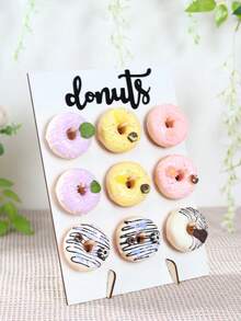 1 套木制甜甜圈展示架（可放置 9 个甜甜圈）、节日派对食物展示架、DIY 甜点装饰道具甜甜圈支架、蛋糕装饰架、生日派对蛋糕架、蛋糕支架、蛋糕装饰、婴儿派对装饰蛋糕架、婚礼甜点托盘、性别揭秘派对用品甜甜圈架、木制食物托盘、宴会甜点展示架、蛋糕托盘
