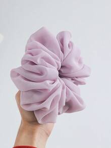 一套包含紫色、浅绿色、米黄色、棕红色、米色、粉色、大地色、灰色、棕色、白色和黑色的超大纯色雪纺发圈，适合女性日常佩戴，可搭配头巾，也可作为发绳、发饰、发圈或马尾辫发圈使用。 - 彩色 - 查看 21