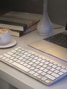 Teclado inalámbrico Bluetooth portátil mini de 78 teclas para computadora y tableta, teclado de oficina, control inalámbrico en segundos (preste mucha atención a la descripción del producto). - Plata - Ver 1