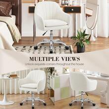 Vanity Chair With Wheels, Comfy Home Office Desk Chairs Adjustable Modern Velvet Makeup Vanity Chairs For Bedroom Living - Multicolor - View 5