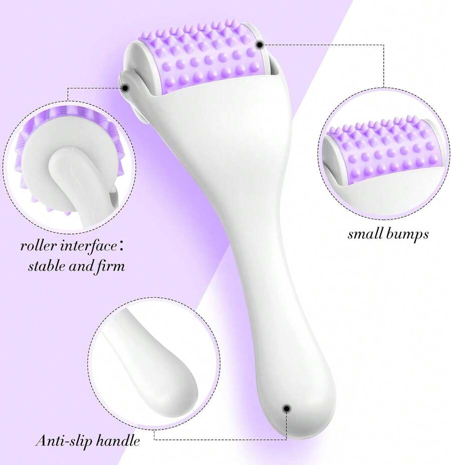 2 piezas Rodillo de masaje muscular Palillo de fascia Celulitis corporal Facial Herramientas de masaje manual para músculos Alivio del cuello, brazo, espalda, pierna Rodillo corporal Liberación de puntos de gatillo profundos (Morado) - Morado - Ver 1