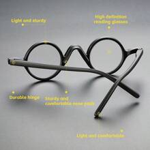 1 buc Ochelari de citit rotunzi retro pentru bărbați, vintage, mici, personalizați, eleganți, ușori, de înaltă calitate, vedere clară pentru computer, citit, jocuri, disponibili în 100-350 de grade