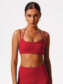 Sodalemon Damen Sport-BH mit doppelter Schicht und verstellbaren Trägern