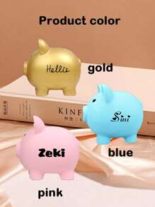 1pc Custom Name Piggy Bank For Kids/Boys/Girls , Personalized Kids Piggy Bank, Customized Unbreakable Piggy Bank, Customizable Plastic Money Bank, 3 Sizes, Pink/Blue/Gold