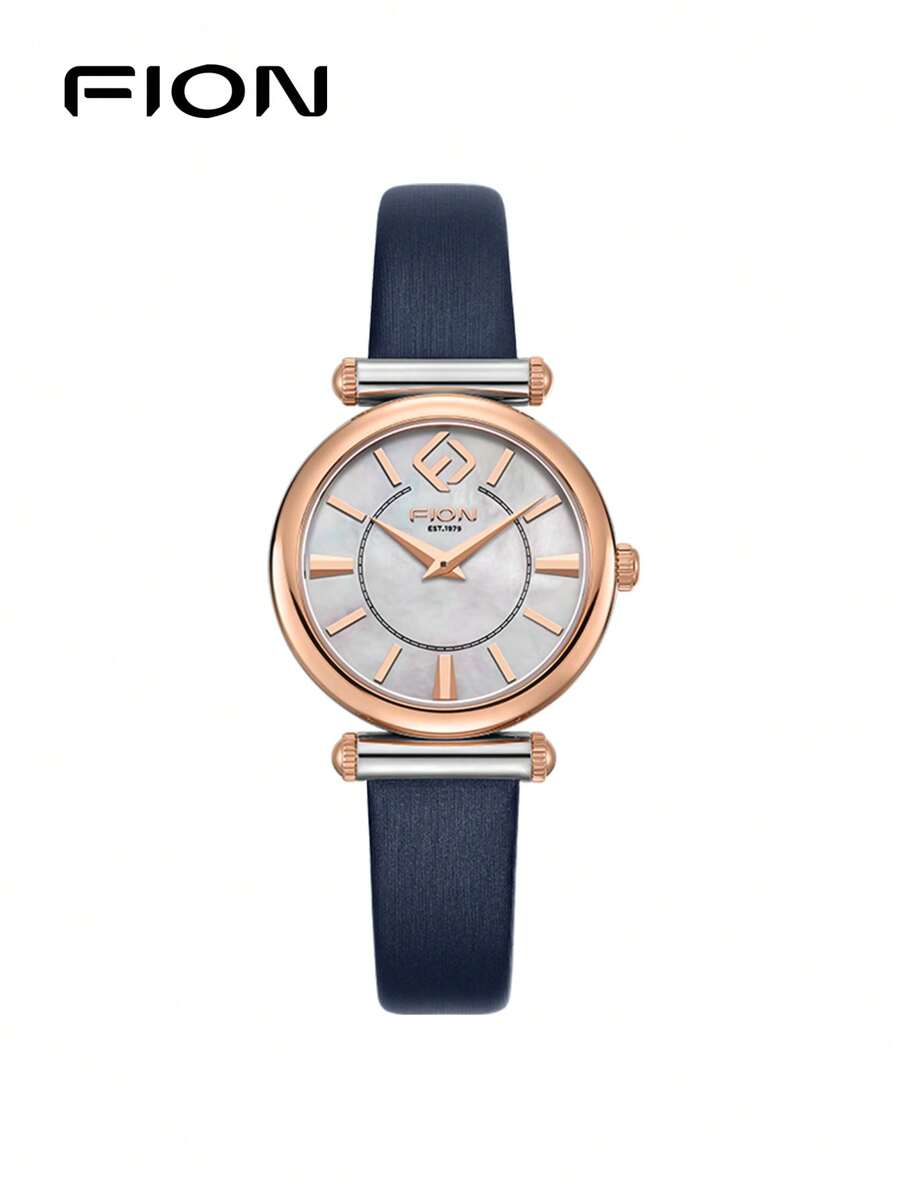 FION Women's Leather Quartz Watch With Mother-Of-Pearl Dial Watch For Ladies Elegant Wrist Analog Watch With Adjustable Strap