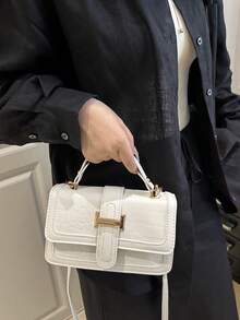 2025年秋季女士鳄鱼纹手提包单肩包，时尚单肩斜挎包 - 米色 - 查看 5