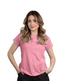 Kit 2 Women's Blouses Baby Look Basic T-Shirt 100% Premium Cotton Traditional Plain T-Shirt - 黑色/粉紅色 - 查看 3