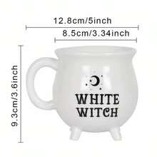 1pc Creative Ceramic Mug With Handle, 350ml Wide Mouth Black Witch Brewing Pattern Coffee Cup, Suitable For Holding Candy, Chocolate, Tea, Cereal, Decorative For Holiday Tabletop, Halloween Gift - Multicolor - View 2