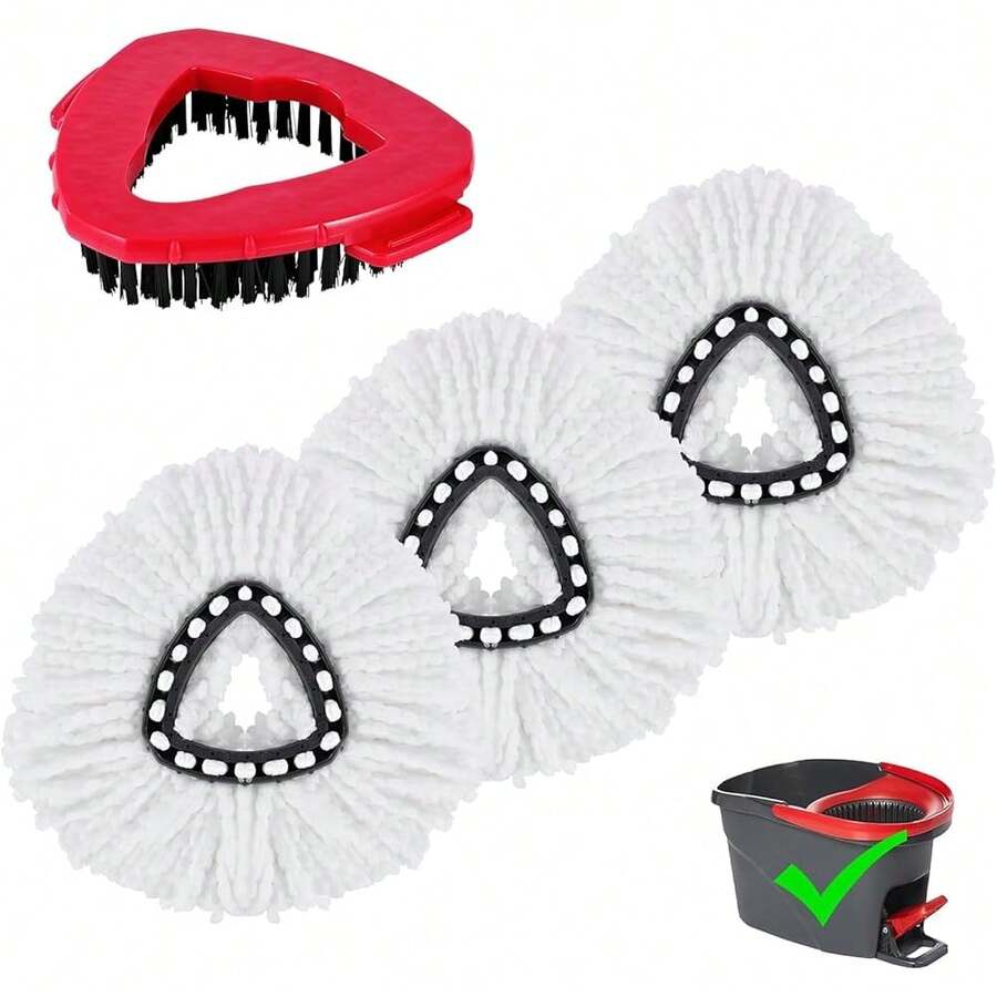 2025-New  Replacement Head For O Cedar   1 Tank System, 4 Head  3  Replace Head & One Scrub Brush Head,Microfiber   Refills And Floor Scrubber  Replace - 白色四合一 - 查看 1