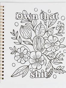 1本精美成人水彩画放松书 - 搞笑脏话花卉图案涂色书，让你捧腹大笑 - 完美的圣诞节减压礼物 - 彩色 - 查看 3