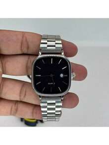 Men's Retro Vintage Classic Square Silver/Blue Watch - MSC BẠC / ĐEN - Xem 1