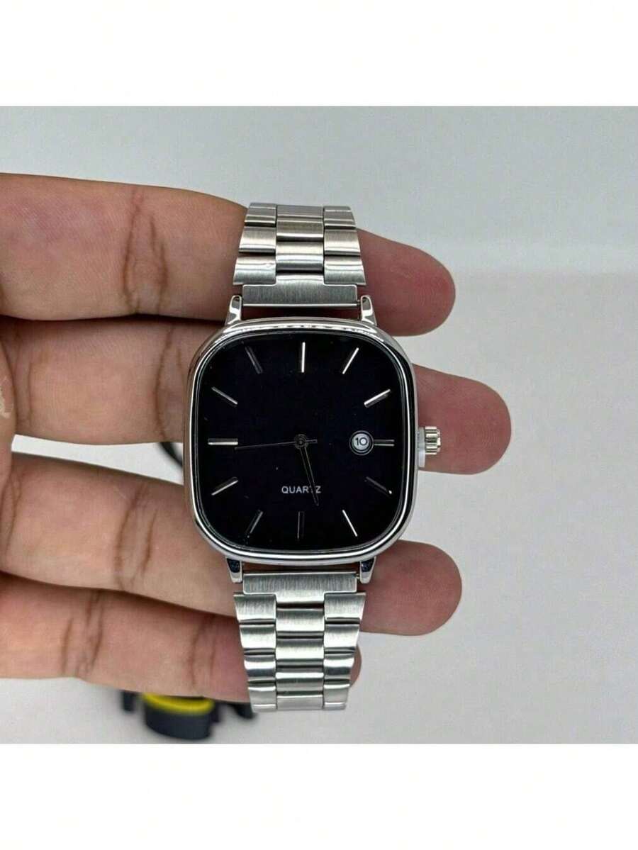 Men's Retro Vintage Classic Square Silver/Blue Watch - MSC BẠC / ĐEN - Xem 1