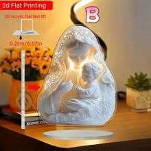 Unique Acrylic Carved Sacred Heart Of Jesus Statue With Base, Religious Themed Collectible Decor Suitable For Desk, Bedroom, Office, Dining Room, Bar, Bathroom, Living Room, Kitchen, No Power Needed, Versatile Holiday Gift