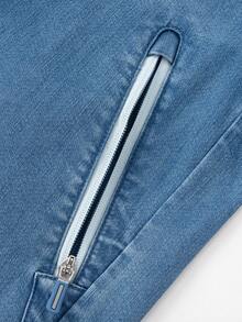 Balabala Boys Denim Hoodie Jacket 2025 Casual Zip-Up Outerwear For Kids - Denim Light Blue - View 6