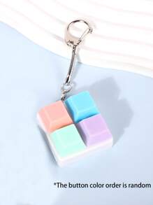 1pc Minimalist Colorful Keyboard Fidget Toy, 4-Key Keyboard Cube, Stress Relief, Can Be Used As Keychain, Car Key Chain, Bag Pendant, Keychain Accessory, Keyboard Button Design, Adult Finger Keychain, Finger Press Keychain, Soothing Keychain, Focus Relaxation Lanyard Keychain, Birthday Gift, Party Gift, Holiday Gift. Car Accessories Package Decoration, Cute Gothic Y2K Bag Hanging Rope, With ID Card Holder.