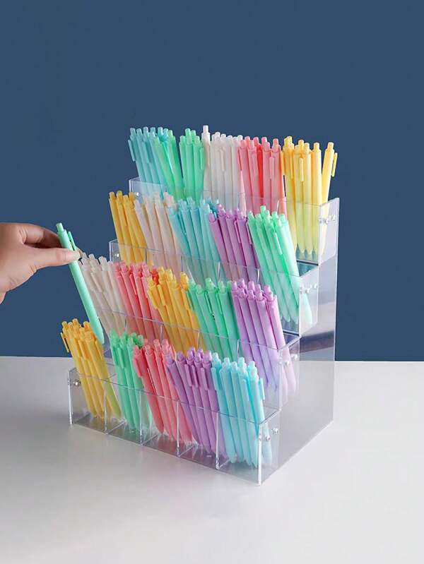 1PC Transparent Color Right Angle Side Panel Five Grid Rack, Marker Pen Display Rack, Desktop Storage Pen Box, Suitable For Desktop Pen Storage In Stationery Stores, Schools, And Shopping Malls