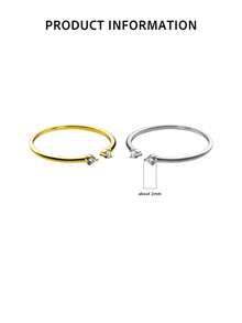 S925 纯银脚环 18K 白金镀复古双锆可调节夏季海滩脚饰品趾环适合女士女孩日常佩戴