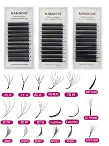MAMACOS 10 Reihen YY/3D/4D/5D/6D/7D/8D/6D Echte/Flache Ellipse/Verlängerung/Nasse Wimpern/5D Blume/Leicht Fächer W Form Wimpernverlängerung C/D Locken Vorgefertigte Fächer W Typ Falsche Wimpern Natürlich Weich Make-up Werkzeug Wimpernbüschel, Wimpernbüschel, Einzelwimpern, Wimpern, Falsche Wimpern