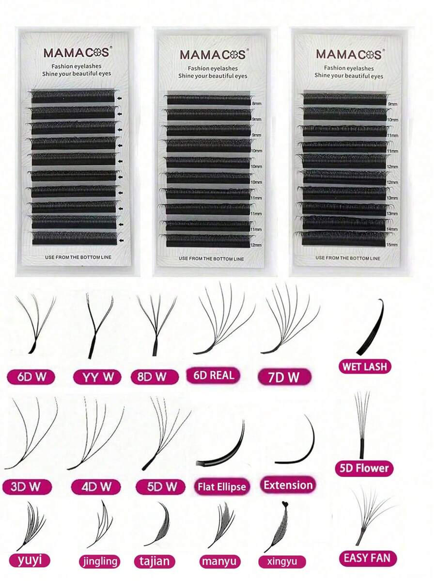 MAMACOS 10 Reihen YY/3D/4D/5D/6D/7D/8D/6D Echte/Flache Ellipse/Verlängerung/Nasse Wimpern/5D Blume/Leicht Fächer W Form Wimpernverlängerung C/D Locken Vorgefertigte Fächer W Typ Falsche Wimpern Natürlich Weich Make-up Werkzeug Wimpernbüschel, Wimpernbüschel, Einzelwimpern, Wimpern, Falsche Wimpern