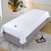 1pc Waterproof & Oil-Resistant Spa Massage Bed Sheet - Machine Washable, Polyester, Perfect For Beauty Salons