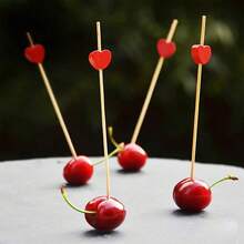 300/200/100/50/10pcs Red Heart Cocktail Picks, Fruit Picks, Dessert Picks, Appetizers, Fruit Skewers, Cupcake Toppers, Sandwich Picks, Long Cocktail Picks, Suitable For Valentine's Day, Birthday, Wedding, Party, Etc. - Multicolor - View 2