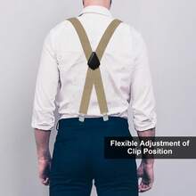 Tirantes X-Back anchos y ajustables de color sólido para hombres y mujeres, de alta resistencia con clips, accesorios de otoño-invierno, disfraz de Halloween, adecuados para adolescentes, jóvenes, hombres, uso casual, al aire libre, deportivo, vacaciones, regalos de graduación, cumpleaños, uso diario