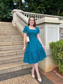 LESE MIDI DRESS WOMEN'S DRESS - Teal Blue - View 2