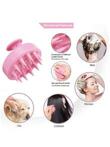 3件套/2件套护发套装，包含喷雾瓶（200毫升/300毫升）、发根涂抹瓶、染发油涂抹瓶 - 染发瓶和头皮按摩刷，可清洁头皮并按摩头部，缓解压力，促进头发生长，男女通用沐浴刷 - 让您的洗发日更轻松快捷，在家即可享受沙龙级美发体验 - 白色+粉紅色 - 查看 6