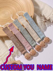 1pc Personalized Baby Pacifier Clip Cute Polka Dot Print Customized Patterns For Boys And Girls, Custom Baby Pacifier Clip Universal Soothing Clip, Suitable For Halloween, Baptism, Thanksgiving, Christmas Giftsbaby Shower Family Decorations Gifts - Multicolor - View 3