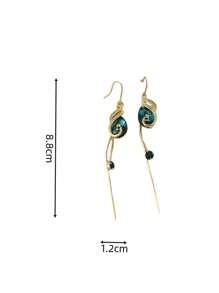 1 par de pendientes colgantes de elegante pluma azul con y borla con diseño de fénix, joyería personalizada, encantadora y elegante