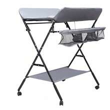 SanBouSi Folding Diaper Station Nursery Organizer With Storage Baby Infant Changing Table - Grey - View 1