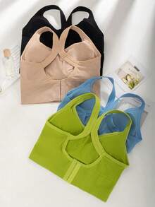 4pcs EssElegance High Support Sports Bra For Women With Padded & Mesh Panels, Bras For Women Breathable Stretch Fit For Yoga Running Training, Ultra-Soft Breathable Fabric - 彩色 - 查看 8