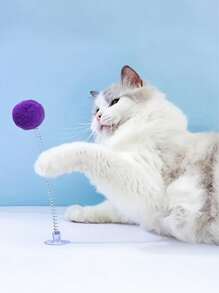 Giocattolo interattivo per gatti con pallina di peluche, molla in metallo e base con ventosa - colori vivaci, senza batterie, design durevole, adatto per tutte le razze, stimola gli istinti di caccia e l'eccitazione del gioco, giocattoli di simulazione della caccia, giocattoli energetici per gatti, giocattoli con pallina di peluche, giocattoli per gatti da interni