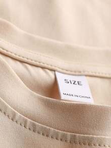 女童卡通印花圆领短袖T恤，春夏休闲风 - 杏色 - 查看 4