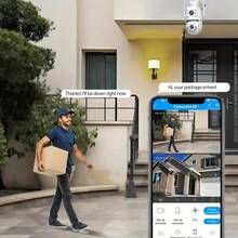 5G 10MP 双镜头 WIFI 安全摄像头，室内或室外，具有 IPP66 防水功能，支持 2.4/5G Wifi，360°PTZ 无线摄像头，适用于婴儿/宠物/家庭/商店，彩色夜视，云和 SD 卡存储，双向音频，智能运动跟踪 - 白色 - 查看 5