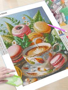 1 Pc Desserts And Coffee Diamond Painting Full Round Diamond Food Photos Embroidery DIY Kitchen Restaurant Decoration Handmade Hobby Gift - Green - View 3