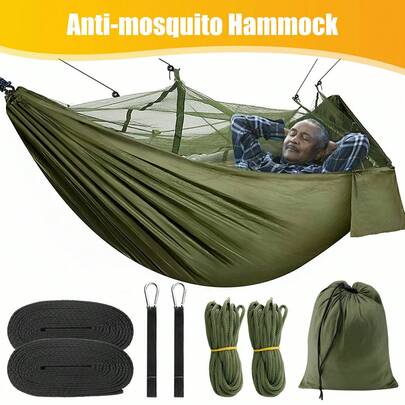 Double Person Hanging Hammock Bed With Mosquito Net Swing Camping Outdoor Travel