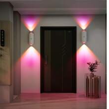 1 Luz noturna moderna com sensor de movimento, luz de parede LED recarregável por USB, iluminação RGB ajustável, adequada para entrada, cabeceira, mesa, guarda-roupa ou luz de degrau magnética