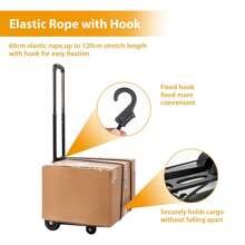 Folding Hand Truck With 4 Wheels 75kg Heavy Duty Sack Cart Carrier Luggage Trolley Hand Trolley For Lifting Luggage Personal Travel Auto Moving