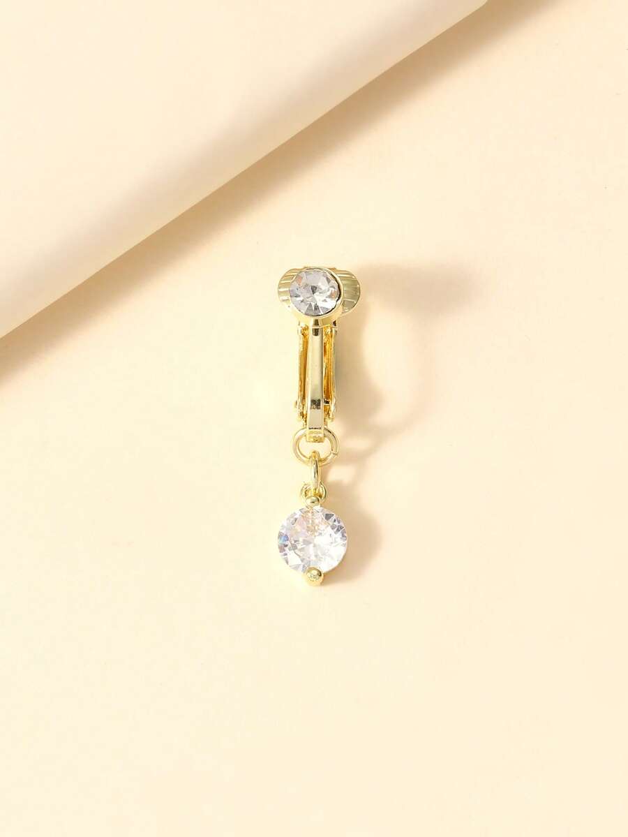 1pc Fashionable & Versatile Simple Zirconia Fake Belly Ring