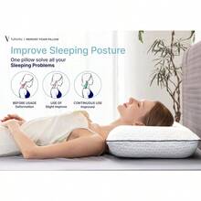 Gel Memory Foam Pillow Standard Size 1 Pack Firm Pillow For Neck And Shoulder Support Orthopedic Firm Cooling Contoured Memory Foam Pillows For Back Side Stomach Sleepers - 原味白 - 查看 8
